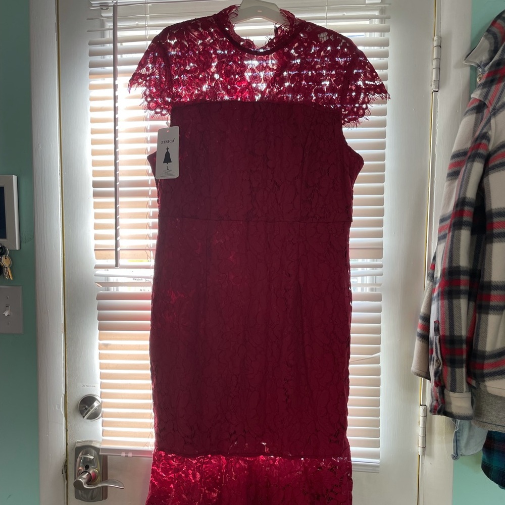 Maroon lace mermaid fit dress